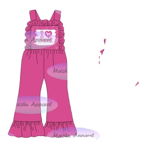Mono de Tirantes para Niña Af-2 para el Día de San Valentín, Mono de Punto con Estampado y Volantes, Transpirable - Product Image 1