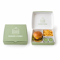 Emballage alimentaire personnalisé en carton ondulé écologique avec logo imprimé pour restaurants, biodégradable, pour burgers, frites, poulet frit à emporter