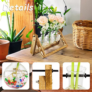Wholesale Plant Propagation Station With 3 Air Terrarium Glass Planters Bulb Vase for Office Coffee Decor - Product Image 3