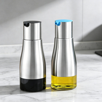 Bouteille d'huile en verre avec coque en acier inoxydable de 320 ml, facile à remplir et à nettoyer pour la préparation quotidienne en cuisine à la maison