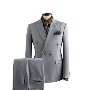 Completo Formale da <span class=keywords><strong>Uomo</strong></span> per Matrimonio, <span class=keywords><strong>Abito</strong></span> Professionale Casual Doppiopetto con Pantaloni Slim Fit e Chiusura a Zip in Lana Pettinata - Product Image 2