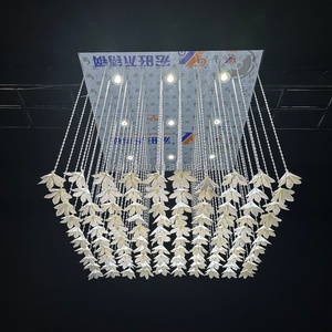 SMOOTH Light Luxury <b>White</b> Petal Flower <b>Hanging</b> Crystal Lamp Custom Square Chandelier Decorative For Wedding Ceiling - Product Image 4