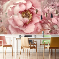 Nouveau Papier Peint Mural Non Tissé Rose Floral Rétro Personnalisé 2026 pour Chambre à Coucher, Fond Chaleureux, Papier Peint Adhésif Décollable et Collable