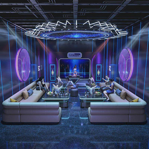 أثاث كاونتر بار KTV جديد، كابينة أريكة مخصصة، طقم بار عصري على شكل حرف U/L من الجلد والخشب العتيق للملاهي الليلية - Product Image 1