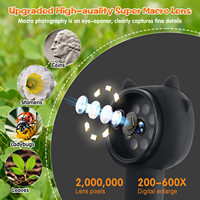 Loupe numérique portable 8 LED 1000X avec écran de 2 pouces, microscope électronique de haute qualité, jouet pour enfants avec carte SD de 32 Go