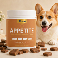 Complément enzymatique digestif pour chiens – Soutien de l'appétit – Friandises à mâcher saveur viande – Hawthorne et malt – Haute palatabilité – Marque privée