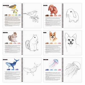 Carnet de dessin à spirale pour adultes, 12 couleurs personnalisées par le fabricant, kit de peinture amical sur le thème des animaux pour débutants - Product Image 6