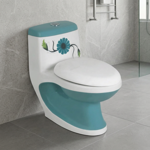 WC monobloc moderne en céramique à double chasse avec siphon en P, à poser au sol, automatique, pour hôtels, maisons, salles de bain et usage extérieur - Product Image 3