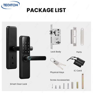 टेडिटन एल्यूमीनियम मिश्र धातु बायोमेट्रिक फिंगरप्रिंट ऐप स्मार्ट होम होटल के लिए लकड़ी दरवाजा डिजिटल लॉक - Product Image 5