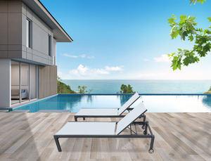 Tumbona de <span class=keywords><strong>playa</strong></span> impermeable con ruedas, camas apilables para piscina de hotel, cómodas <span class=keywords><strong>tumbonas</strong></span> de aluminio - Product Image 4