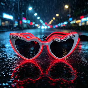 Neon Leuchtende Fluoreszierende Plastik-Brille, Langlebig, Umweltfreundlich, Braut-Herzform LED-Brille, Leuchtende Partybrille - Product Image 2