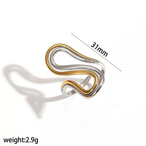 Geometric Irregular Line Stainless Steel <b>Ring</b> For Women Fashionable Hollow <b>Titanium</b> Steel Jewelry Daily Wear - Product Image 5