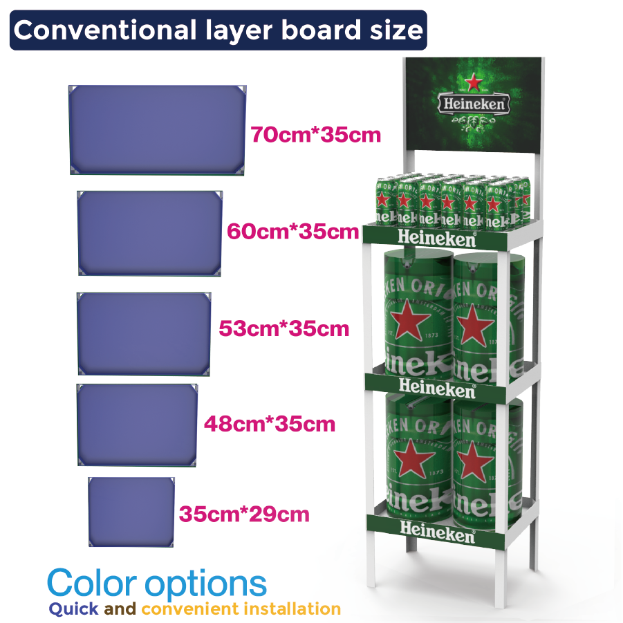 Beviis Custom Light Duty Beer Display Stand Plastic PVC Floor Rack Beer Shelves for Beer Shop Large Supermarket — view 3
