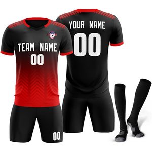 Conjunto de Camisetas de Fútbol Personalizadas Unisex para Adultos, Cuello en V, Sublimadas, que Absorben la Humedad, con Nombre del Equipo, Número y Logotipo, Ropa Deportiva de Manga Corta - Product Image 1