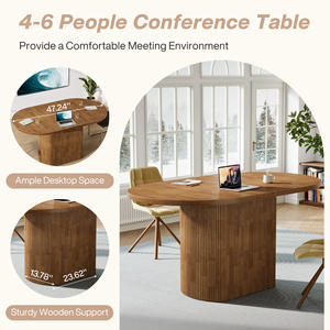 Table <span class=keywords><strong>de</strong></span> conférence ovale Tribesigns <span class=keywords><strong>de</strong></span> 47,24 pouces pour <span class=keywords><strong>4</strong></span> personnes, table <span class=keywords><strong>de</strong></span> réunion en bois rustique avec base polygonale, petit bureau - Product Image 2