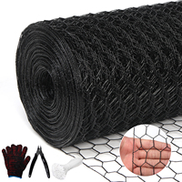 Grillage hexagonal ondulé robuste en vinyle noir, calibre 17, antirouille, pour couveuse et clôture de jardin