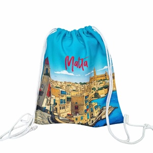 Logotipo personalizado Impreso Mochila con cordón Reciclable Diseñador Malta Mochila de lona Plegable Fácil de almacenar Mochila - Product Image 1