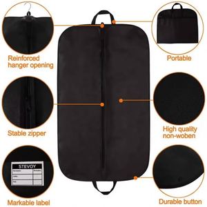 Foldable Non Woven Bathroom Garment <b>Bag</b> with Clear Window 60*100HCM Hanging Dress Coat Suit <b>Bag</b> Zipper Custom Logo Available - Product Image 4