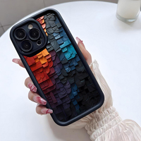 Coque de téléphone portable en TPU avec motif dégradé color block et bracelet, style lentille, pour iPhone 12 13 14 15 16 17 18 Pro Max