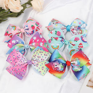 可愛い弓ヘアピン弓ユニコーンプリントヘアクリップ女の子用パーティーヘアアクセサリー - Product Image 5