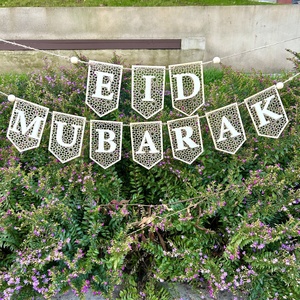 Eid Mubarak bandiera in legno ghirlanda luna <span class=keywords><strong>stella</strong></span> ornamenti islamici musulmani per la casa decorazione Ramadan Festival forniture per feste - Product Image 3