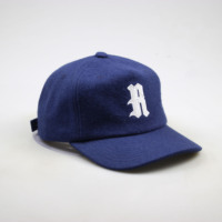Casquette de Baseball d'Automne Bleue en Tissu Brodé, 5 Panneaux, Rétro et Luxe, Sportive en Tissu Bouclette Courbé et Laine avec Motif Lettre