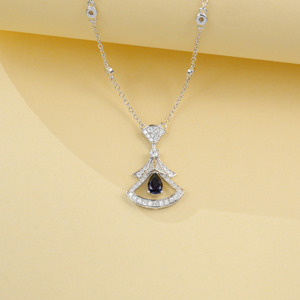 925 silver cultivated sapphire pendant necklace - Product Image 4