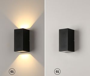 Carcasa de aluminio cuadrada IP65 impermeable 2x7W COB LED moderno arriba y abajo luz de pared - Product Image 1