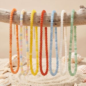 Dopamine Heishi Beaded Geometric <b>Necklace</b> Handmade Natural Stone Choker Gift for Women Summer Beach Vacation Clavicle Chain - Product Image 1