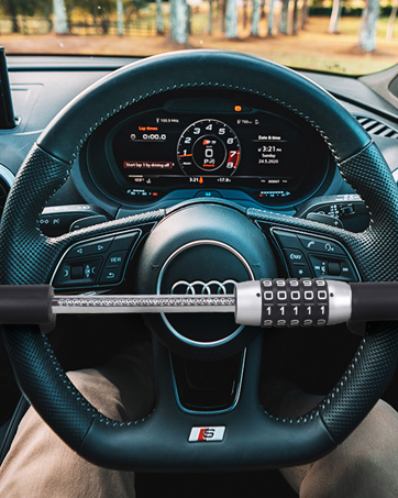 ANMA 113003 Red Color Universal Steering Wheel Lock - Anti-Theft Car Security Device