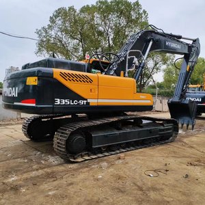 Excavatrice sur chenilles Hyundai 335LC-9T jaune, hydraulique, pour travaux de construction, machine lourde sur chenilles - Product Image 1