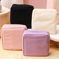 Sac de maquillage cosmétique en velours côtelé femme serviette Tampon pochette pour serviettes hygiéniques Portable sac de rangement de bijoux anti-poussière pour voyage pour les filles