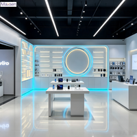 Comptoir d'exposition LED Tech Style pour téléphones portables, table de démonstration pour smartphones et écouteurs, vitrine électronique pour magasin de détail