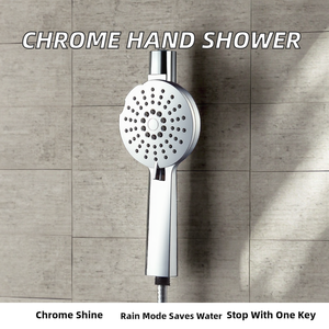 Pommeau de douche mural chromé à sortie unique, haute pression, économie d'eau, design contemporain, accessoire de robinetterie de salle de bain - Product Image 2
