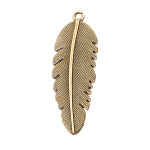 Pendentif <span class=keywords><strong>plume</strong></span> côtelée en alliage de zinc, argent antique et bronze, <span class=keywords><strong>pour</strong></span> décoration de cerceau <span class=keywords><strong>attrape</strong></span>-rêves - Product Image 2