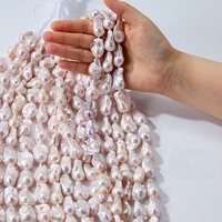 Chaîne de perles d'eau douce baroque rose de bonne qualité 13-18mm pour la fabrication de bijoux