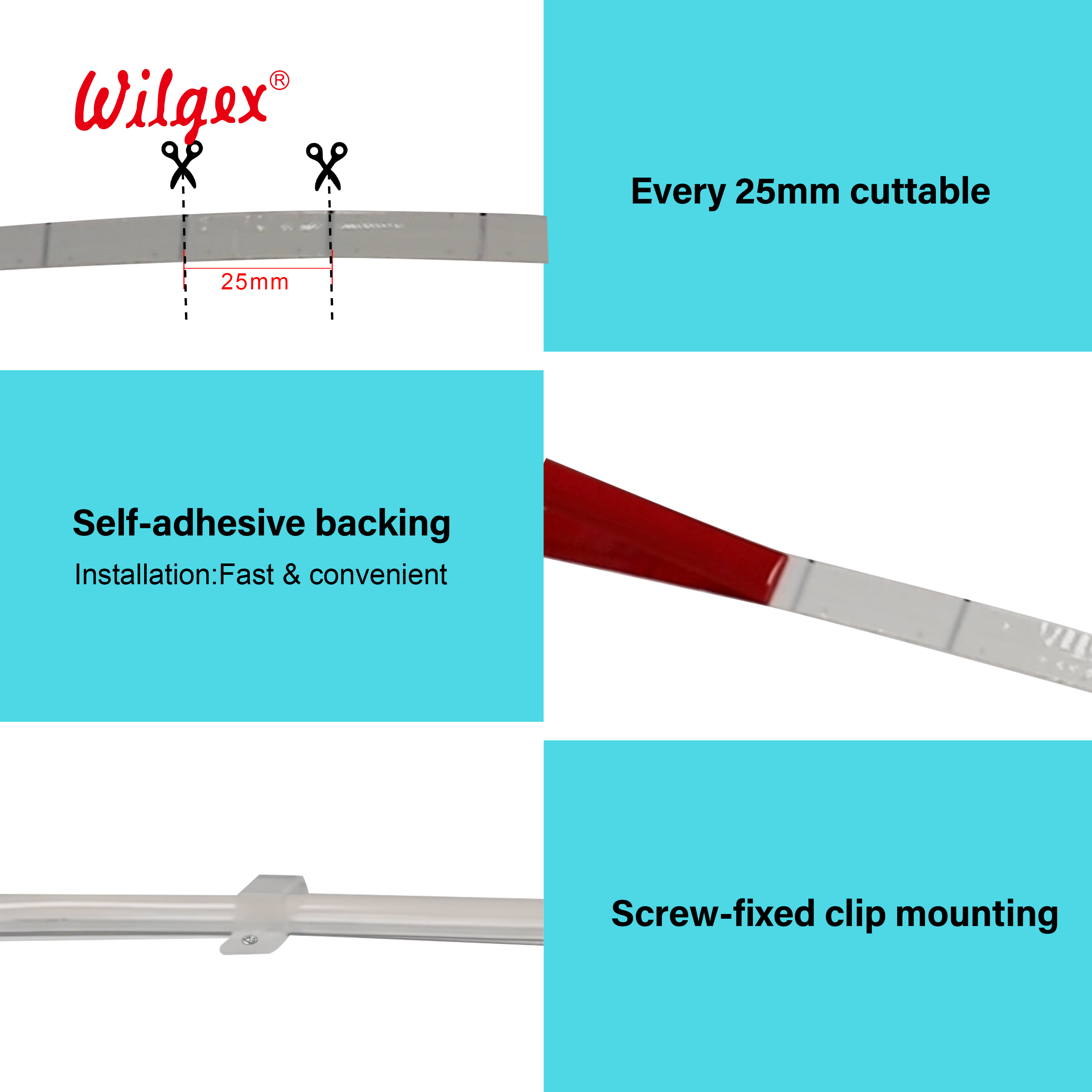 High Temp Resistant UV Salt Spray Silicone Curved Non-Waterproof SOB LED Strip Light Zero Glare Seamless Glow Cut 25mm