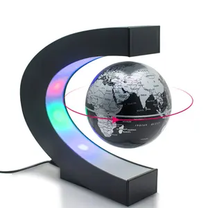 Halolight 3 inches C Shape Magnetic Levitation Globe Spinning earth with 4 Colored LED Lights 3" Globe World Map Globe World Map