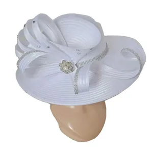 The Comprehensive Popular Handmade Fashion Formal Party lady church new elegant women WHITE hat for mother 's day festival