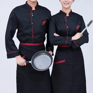 OEM Wholesale Hotel Chef Clothing Custom logo Polyester Restaurant Jacket Long sleeve uniforms for men and women