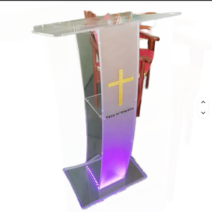 <span class=keywords><strong>Atril</strong></span> de Acrílico Pulido Transparente con Iluminación LED: Púlpito Multiusos para Iglesia y Podio Escolar - Product Image 1