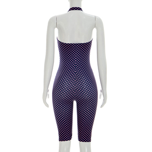 Viviblook J26JP132 Combinaison d'été pour femme, nouvelle combinaison sexy à pois sans manches, col halter, coupe ajustée, une pièce - Product Image 6