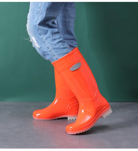 Bottes de pluie hautes pour femmes, chaussures d'eau pour femmes, bottes de pluie à tube long, chaussures imperméables tendance, surchaussures de travail - Product Image 5