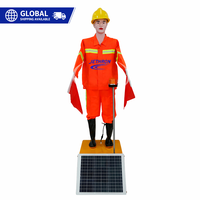 Mannequin de sécurité intelligent à double bras pour la construction routière, contrôleur de circulation solaire intelligent, robot agitant les drapeaux