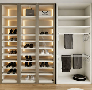 Wholesale Luxury Entrance <strong>Shoe</strong> <strong>Rack</strong> with Integrated LED Strips Glass Display Case for Sneakers and Luxury Handbags - Product Image 1