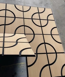 600*600MM européen acoustique bois placage couvert MDF lattes panneau PET feutre Polyester soutenu mur <span class=keywords><strong>plafond</strong></span> <span class=keywords><strong>insonorisation</strong></span> pour - Product Image 5