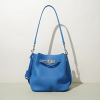 Sac seau bandoulière haut de gamme en cuir véritable vintage pour femme, motif litchi, petite taille, collection Printemps 2026, très tendance