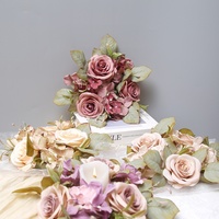 Künstlicher Rosen- & Hortensien-Kerzenring - Blumenkranz als Tischdekoration, für Hochzeiten & Heimdekoration, Elegantes Ambiente-Geschenk