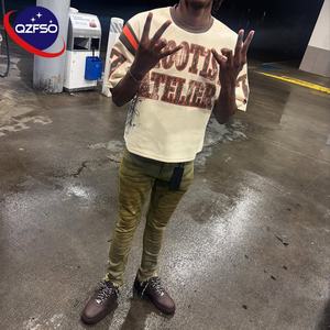 QZFso เสื้อยืดผู้ชายวินเทจ320กรัม, เสื้อยืดผู้ชายผ้าฝ้ายซักกรดพิมพ์ลายดิจิตอลโอเวอร์ไซส์100% ครอป - Product Image 1