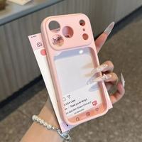 Coque de téléphone en TPU souple avec fente pour carte photo pour iPhone 16 15 14 13 12 Pro Max, couleur macaron mignonne, protection antichoc